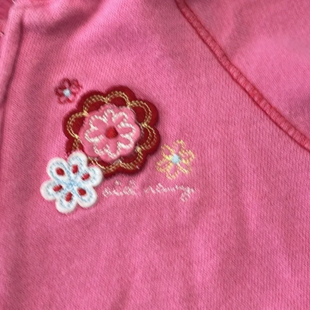 Old Navy Girls Pink Hoodie Sweatshirt Jacket Flowers Embroidery Size 18-24M